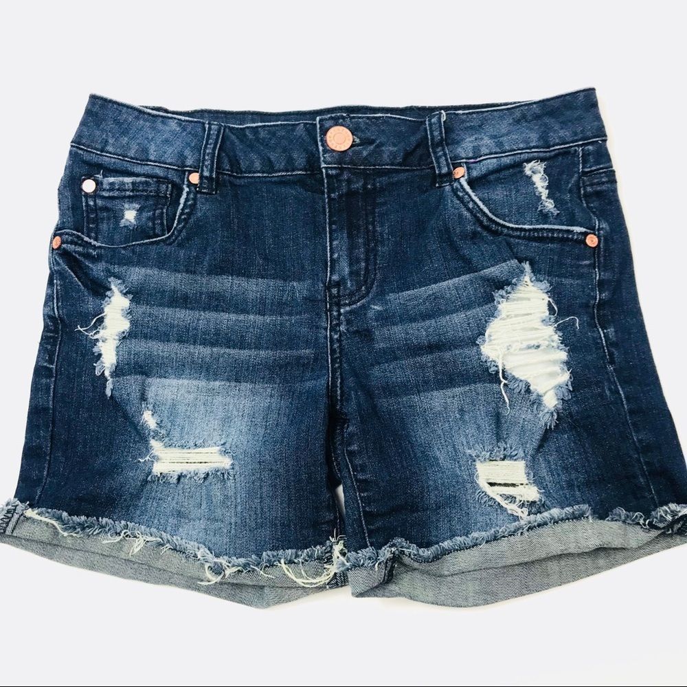 Distressed denim jean short shorts Refuge - 2